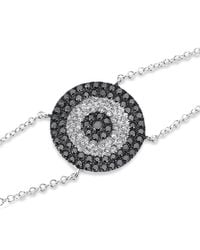 Anne Sisteron - Metallic 14kt White Gold Diamond And Black Diamond Evil Eye Disc Bracelet - Lyst