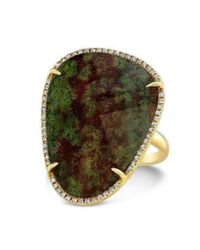 Anne Sisteron - Multicolor 14kt Yellow Gold Blood Stone Diamond Organic Shape Diamond Cocktail Ring - Lyst
