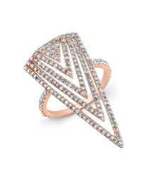 Anne Sisteron - Metallic 18kt Rose Gold Diamond Arrowhead Ring - Lyst