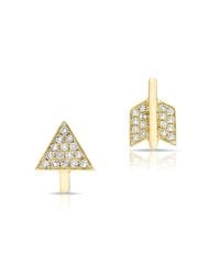 Anne Sisteron - 14kt Yellow Gold Diamond Split Arrow Stud Earrings - Lyst