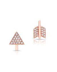 Anne Sisteron - Pink 14kt Rose Gold Diamond Split Arrow Stud Earrings - Lyst