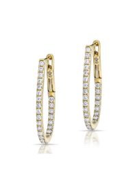 Anne Sisteron - 14kt Yellow Gold Diamond Pear Medium Hoop Earrings - Lyst