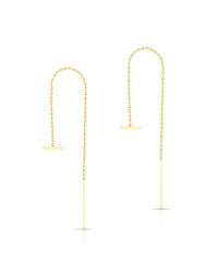 Anne Sisteron - White 14kt Solid Yellow Gold Beam Threader Earrings - Lyst