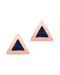 Anne Sisteron - Blue 14kt Rose Gold And Lapis Lazuli Triangle Stud Earrings - Lyst
