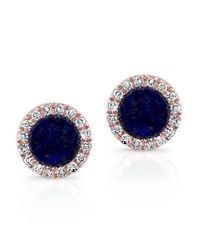 Anne Sisteron - Blue 14kt Rose Gold Lapis Lazuli Diamond Round Stud Earrings - Lyst