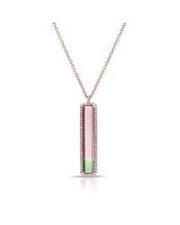 Anne Sisteron - Metallic 14kt Rose Gold Watermelon Tourmaline Diamond Long Bar Necklace - Lyst