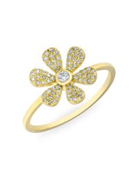 Anne Sisteron - Metallic 14kt Yellow Gold Diamond Single Daisy Ring - Lyst