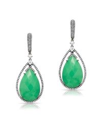 Anne Sisteron - Green 14kt Oxidized White Gold Chrysoprase Diamond Drop Earrings - Lyst