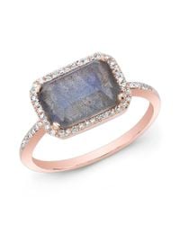 Anne Sisteron - Metallic 14kt Rose Gold Labradorite Diamond Chic Ring - Lyst