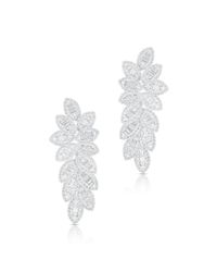 Anne Sisteron - 14kt White Gold Baguette Diamond Petal Drop Amara Earrings - Lyst
