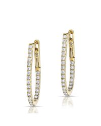 Anne Sisteron | Metallic 14kt Yellow Gold Diamond Pear Medium Hoop Earrings | Lyst