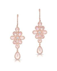 Anne Sisteron | Multicolor 14kt Rose Gold Moonstone Diamond Blossom Chandelier Earrings | Lyst