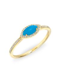 Anne Sisteron | Multicolor 14kt Yellow Gold Diamond Turquoise Mini Marquis Ring | Lyst
