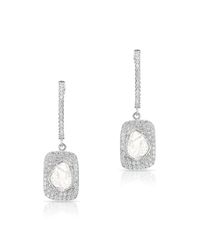 Anne Sisteron | Multicolor 14kt White Gold Diamond Slice Rectangle Eyelet Earrings | Lyst