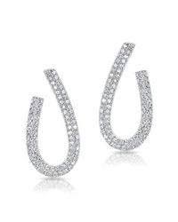 Anne Sisteron | Metallic 14kt White Gold Diamond Curve Earrings | Lyst