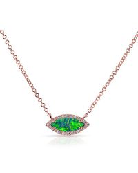 Anne Sisteron | Green 14kt Rose Gold Opal Diamond Mini Marquis Necklace | Lyst