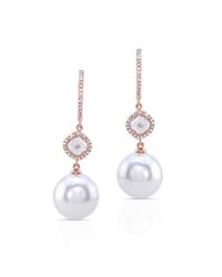 Anne Sisteron | Metallic 14kt Rose Gold Diamond Slice Pearl Drop Earrings | Lyst