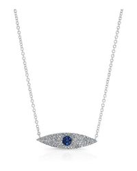 Anne Sisteron | Metallic 14kt White Gold Diamond And Sapphire Evil Eye Necklace | Lyst