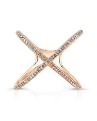 Anne Sisteron | Metallic 14kt Rose Gold Diamond X Ring | Lyst