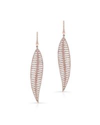 Anne Sisteron - Metallic 14kt Rose Gold Diamond Feather Earrings - Lyst