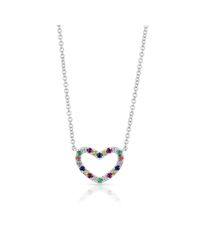 Anne Sisteron - Metallic 14kt White Gold Rainbow Heart Necklace - Lyst