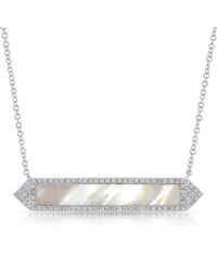 Anne Sisteron - Metallic 14kt White Gold Mother Of Pearl Diamond Bar Necklace - Lyst
