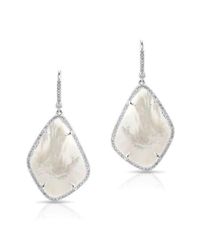 Anne Sisteron - 14kt White Gold Mother Of Pearl Organic Diamond Earrings - Lyst