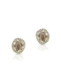 Anne Sisteron - Metallic 14kt Yellow Gold Mini Diamond Slice Stud Earrings - Lyst