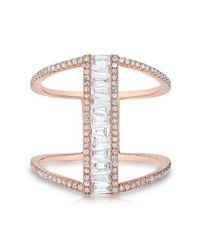 Anne Sisteron - Multicolor 14kt Rose Gold Baguette Diamond H Ring - Lyst