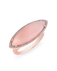 Anne Sisteron - 14kt Rose Gold Diamond Pink Opal Marquis Ring - Lyst
