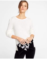 Ann Taylor Black Butterfly Garden Envelope Clutch