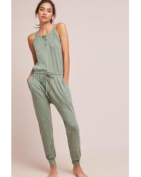 anthropologie green jumpsuit