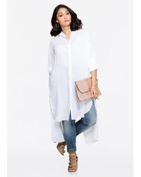 Ashley Stewart White Split Back Chiffon Duster