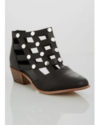 Ashley Stewart Black Studded Cutout Bootie
