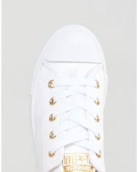 Converse Chuck Taylor Dainty Trainers In White With Gold Eyelets - Lyst