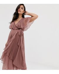 asos design maxi dress with cape back and dipped hem