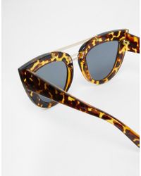 Asos Flat Top Cat Eye Sunglasses With Brow Bar Nose Bridge In