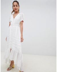 white button maxi dress
