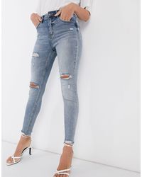 Regular Waist Skinny Jeans met Scheur Zwart - Uwantisell.nl