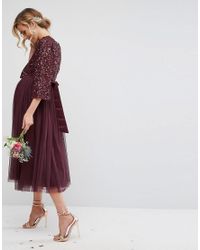 maya bell sleeve midi dress