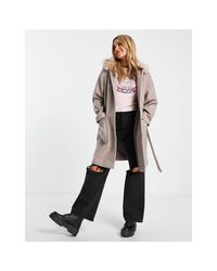 miss selfridge checked wrap coat