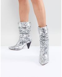 metallic slouch boots