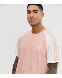 adidas originals california 3 stripes t shirt pink
