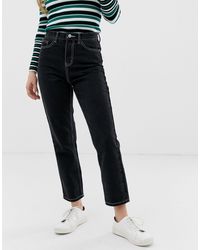 Mom jeans neri con cuciture a contrastoONLY in Denim di colore Nero | Lyst