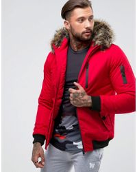 Mens red jacket with fur hood Clearance