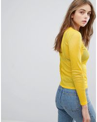 Monki Synthetic Mesh Long Sleeve Top in 