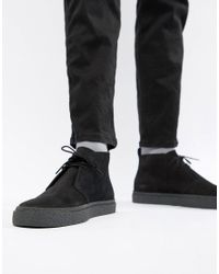 Botas de media caa en ante negro Hawley de Fred Perry de Ante de color  Negro para hombre | Lyst