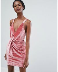 Robe courte en velours torsadée sur le devant Velours Endless Rose en  coloris Rose - Lyst