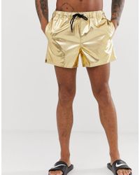 mens metallic gold swim shorts