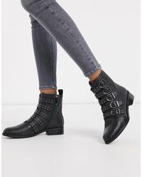 Botas negras con hebillas y tachuelas Karen Millen de Cuero de color Negro  | Lyst